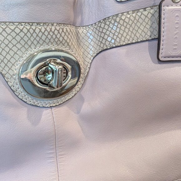 Coach Penelope Satchel Shoulder Bag – Lilac Leather w/ Exotic Trim - Picture 6 of 13